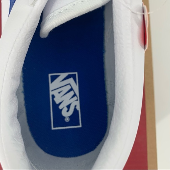 NIB Vans Old Skool Pop Classic White Blue Skater Shoe Leather - Picture 6 of 10